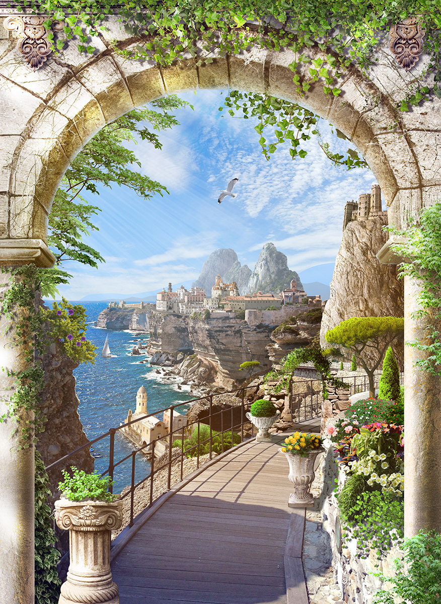 9 Средиземноморский пейзаж в каменной арке